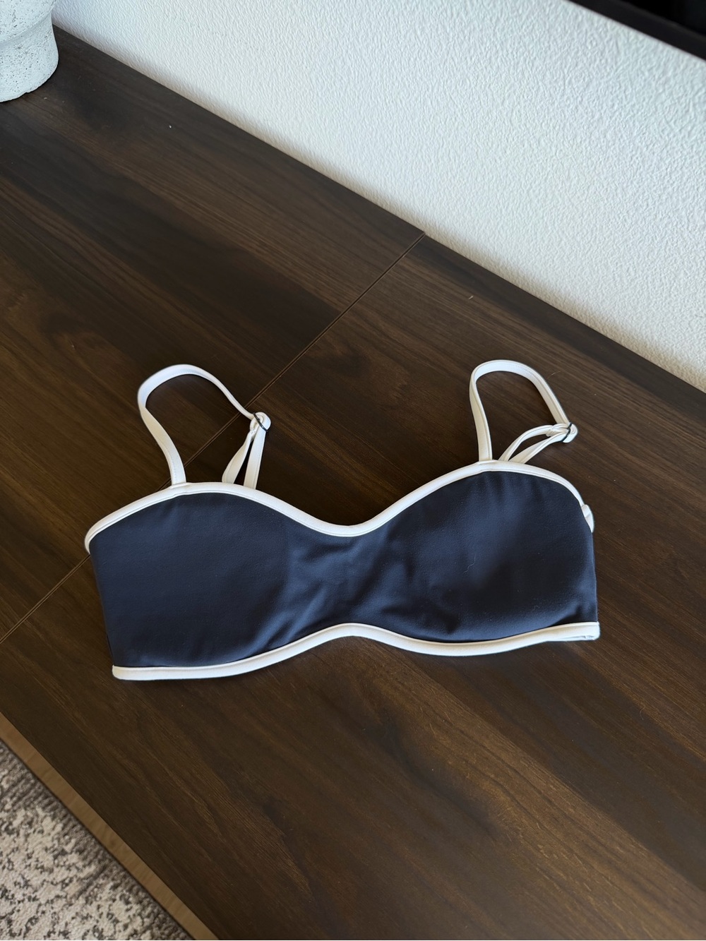 TLF Navy Blue Bandeau sports bra with White Trim